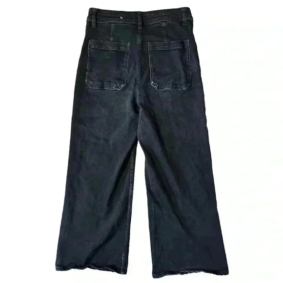 MNG Mango Size 6 Faded Black Cotton Denim High Rise Wide Leg Jeans - Picture 5 of 6